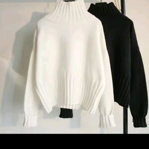 Elegant White and Black Women's Sweater